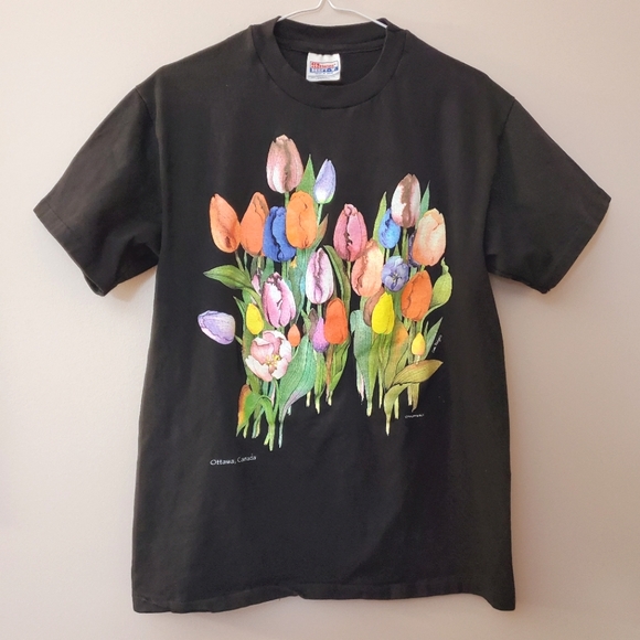 Vintage Single Stitch - Tulip Graphic print Tee - Men's M 🌷 - Picture 1 of 5